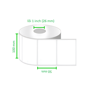 Tem Decal Giấy 100x50mm Cuộn 50m