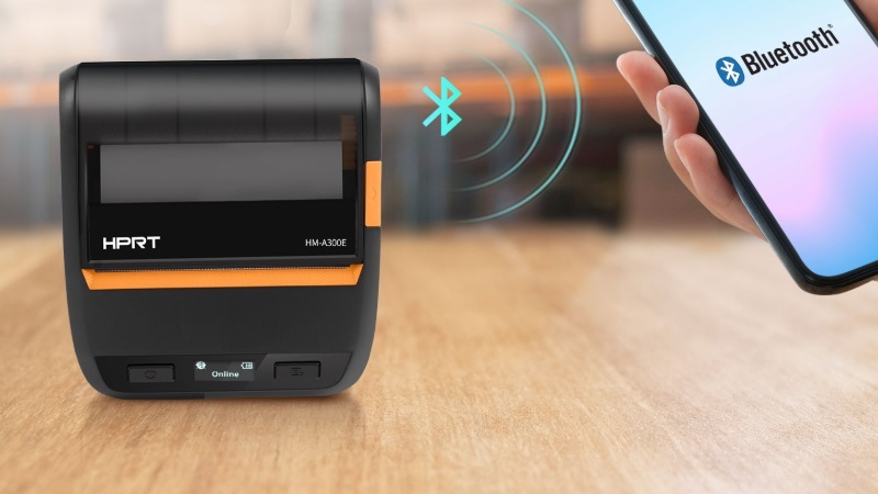 Kết nối Bluetooth với điện thoại Android, iOS dễ dàng cùng máy in HPRT HM-A300E.