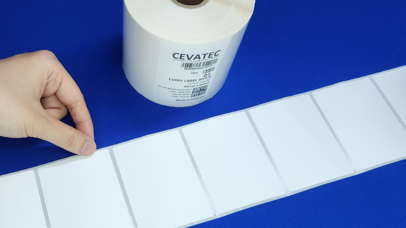 Hình chụp bề mặt decal PVC có màu trắng mịn.